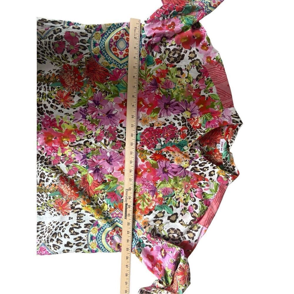 Johnny Was Multi-Color Floral & Leopard Print Button-Down Shirt - Picture 7 of 12
